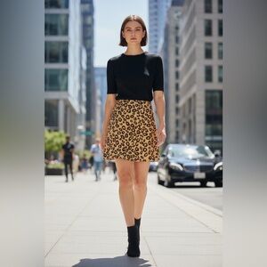 Theory fur leopard skirt size 8